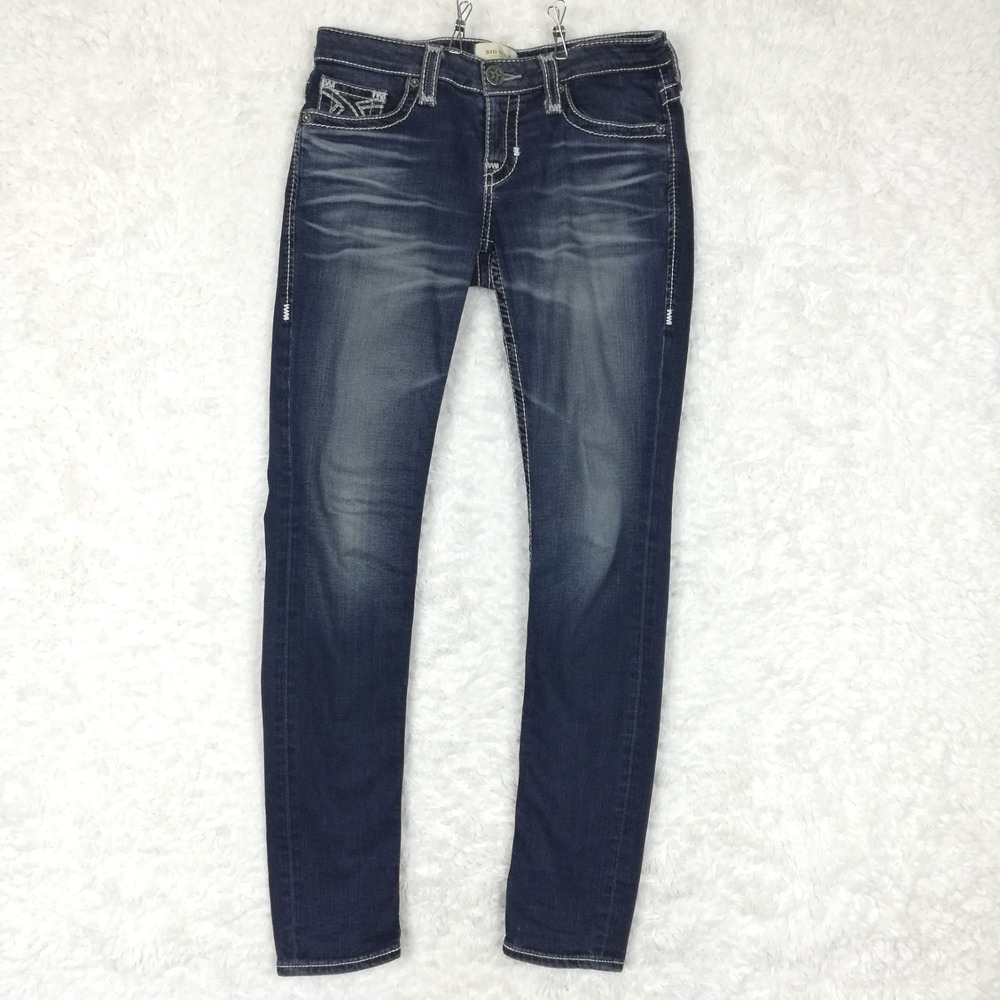 Big Star Womens Jeans Liv Skinny Blue Denim Whiskering Low Rise 28
